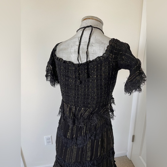 NWOT Free People x Rococo Sand Adana Maxi Dress SZ S Off Shoulder blk/gold - Picture 9 of 12